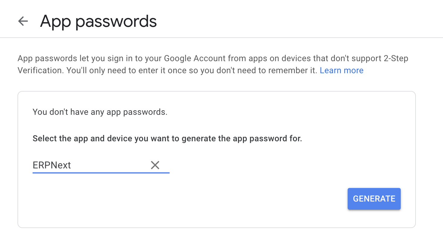 Create App Specific Password