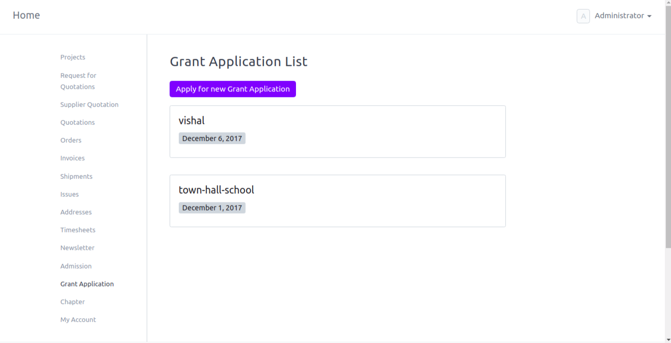 Online Grant Application row