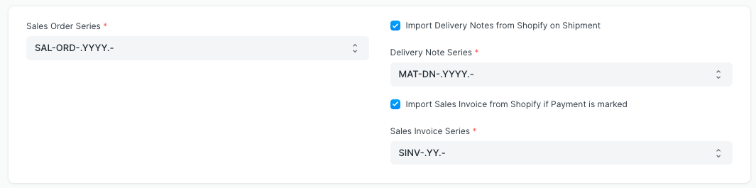 Shopify sync config for orders