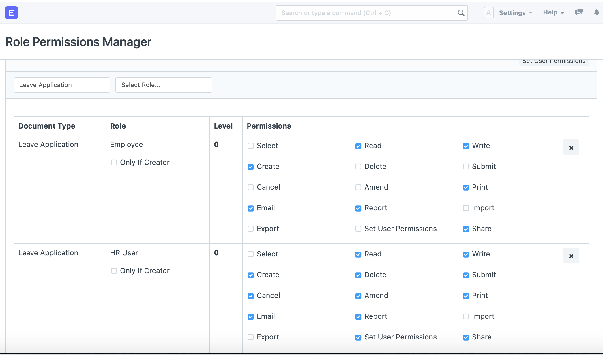 Manage Read, Write, Create, Submit, Amend access using the Role Permissions Manager