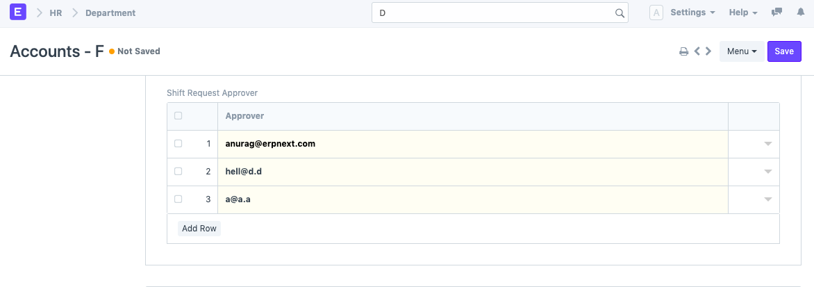 Shift Request Approvers