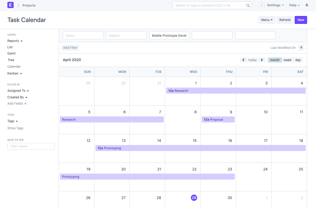 Task - Calendar View