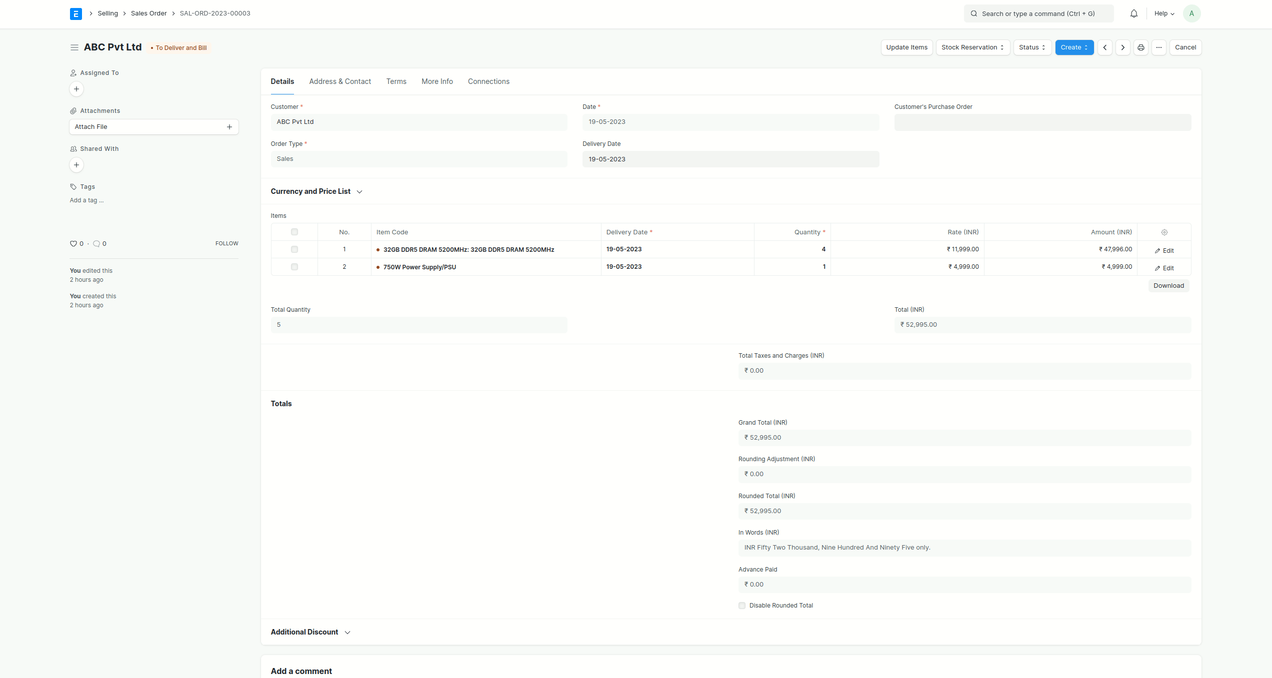 unreserve stock from sales order