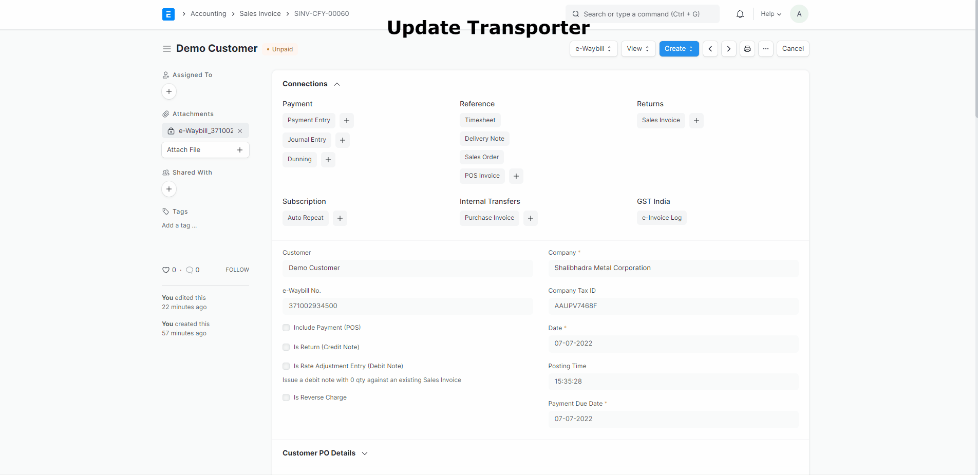 Update Transporter