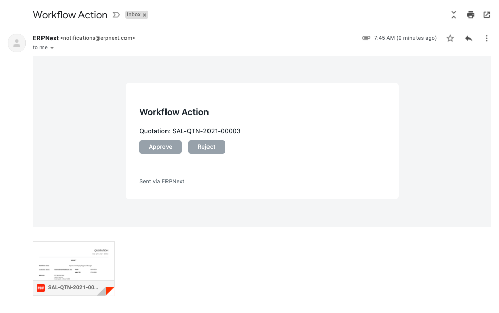Workflow Action Email